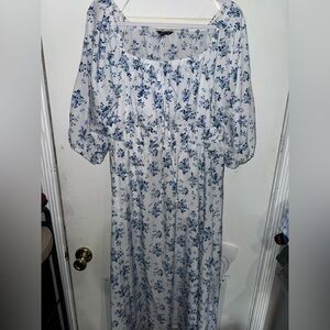 Bloomchic  Blue and White milkmaid style dress